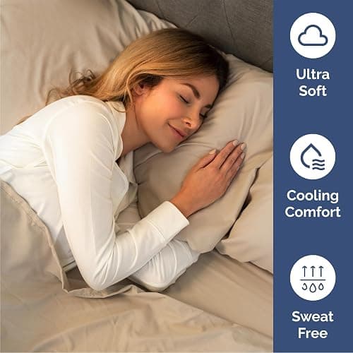 Queen Size 4 Piece Sheet Set - Comfy Breathable & Cooling Bed Sheets Set - Hotel Luxury Bedding for Women, Men, Kids, Teens, Boys & Girls - Deep Pockets, Ultra-Soft, Wrinkle Free - Oeko-Tex - Cream thumbnail 4