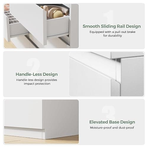 Orgobysol 6 Drawer Double Dresser for Bedroom, Modern Simply Chest of Drawers, Wood Storage Dresser with Anti-Tipping for Living Room Hallway Entryway, Nursy White (15.3" D x 47.2" W x 32.3" H) thumbnail 8