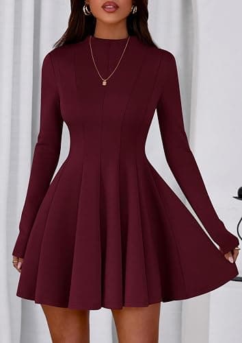PRETTYGARDEN Fall Dresses for Women Elegant Classy 2025 Casual Long Sleeve Swing A Line Ruffle Short Homecoming Party Dress thumbnail 8
