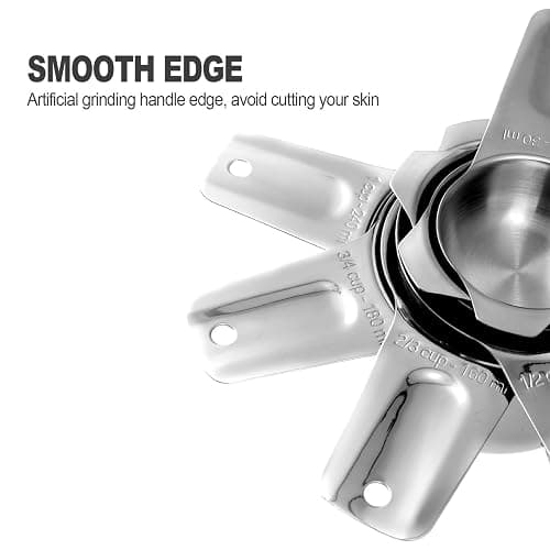 13-piece Measuring Cups and Spoons Set, 18/8 Stainless Steel Heavy Duty Ergonomic Handle with Ring Connector, Silver thumbnail 3