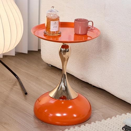 Sleek Hourglass Side Table - Stylish Modern Design Perfect for Living Rooms, Cafes, Dining Areas, Bedrooms, and Outdoors - Chic Decorative Accent (1, Hermes Orange) thumbnail 6