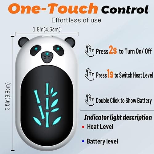 Hand Warmers Rechargeable 2 Pack,6000mAh Cute Panda Shaped Electric Hand Warmer,20Hrs Long Heating Reusable Hand Warmer,Portable Pocket USB Heater for Christmas,Outdoor,Hunting thumbnail 5