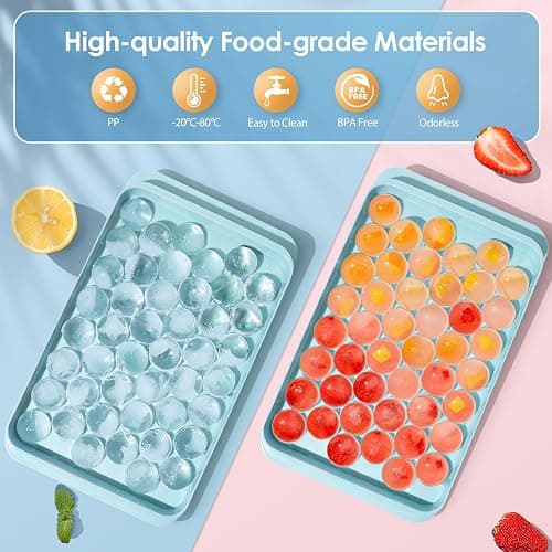 WIBIMEN Ice Cube Tray with Lid and Bin - Round Ice Trays for Freezer with Lid - Ice Cube Trays for Freezer with Ice Container (0.8"-2PACK Blue) thumbnail 3