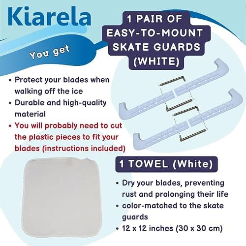 Kiarela Ice Skate Guards and Towel Gift Set – Skate Blade Guards and Towel - for Kids' and Adults' Figure and Hockey Skates - Double Springs - Assembly Required thumbnail 8