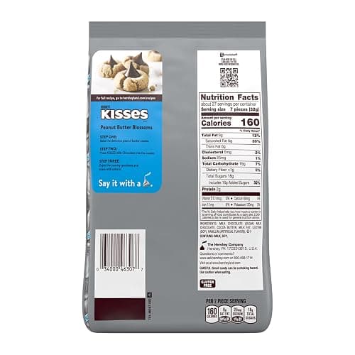 HERSHEY'S KISSES Milk Chocolate Candy Bulk Party Pack, 30 oz | Hershey Kisses Bulk, Kosher and Gluten Free, Individually Wrapped for Candy Dishes, Parties and Baking, 30 oz thumbnail 2