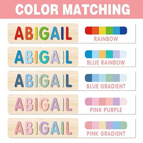 Name Puzzle for Kids Personalized, Custom Wooden Name Animal Puzzle, Montessori Learning Toys for Toddler 1-3, First Birthday Gifts for Girls&Boys thumbnail 6