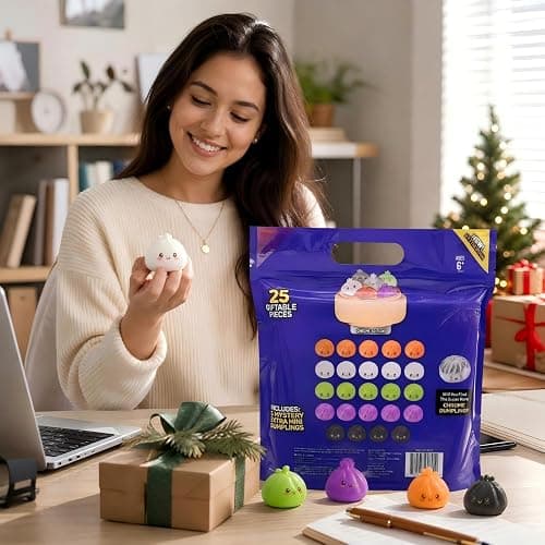 25 PCS Glitter Dumpling Squishy Toys, Kawaii Squishies Party Favors Squeeze | Classroom Birthday Xmas Gifts Mystery Box Stress Relief thumbnail 2