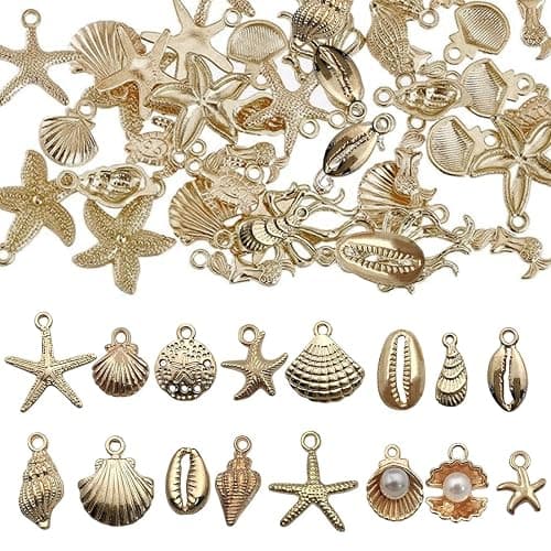 EIHI 96 Pièces breloque acier inoxydable doré, Breloques creation bijoux, Charms maillot de bain - Image 1