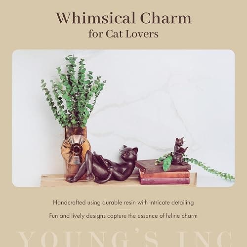 Young's Inc. Cat Figurine - Cute Cat Statue - Whimsical Cat Decor for Cat Lovers - Cat Collectibles and Meditation Decor - Cat with Eye Glasses - 4'' L X 3'' W X 5'' H thumbnail 4