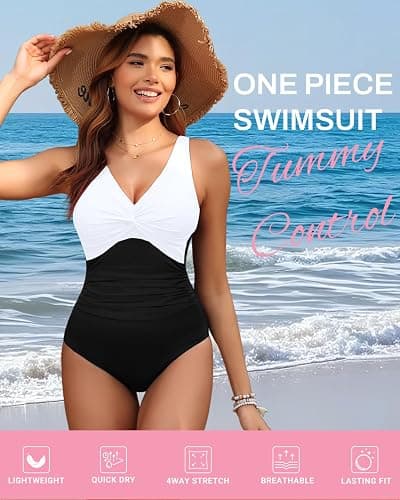 Holipick Women Tummy Control One Piece Swimsuit - Push Up Bathing Suit Full Coverage Slimming Swimwear thumbnail 5
