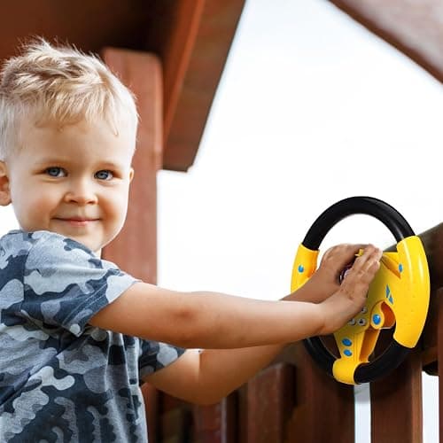 TOYANDONA Kids Steering Wheel Toy - 2PCS Simulated Driving Racing Car Game Toy, Driving Controller Early Education Pretend Driving Steering Wheel with Light Music for Boys Girls 4 5 6 Years Old thumbnail 9