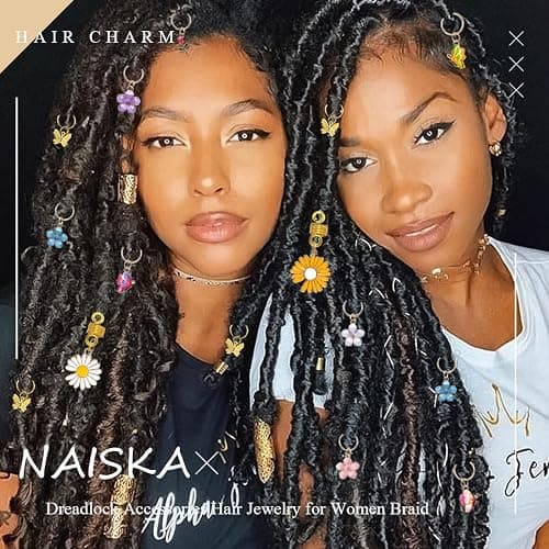 NAISKA 24Pcs Gold Butterfly Braid Clips Spring Hair Jewelry Dreadlock Accessories Colorful Butterflies Pendant Charms Flower Braid Clips Beads Cuffs Rings Hair Jewelry Gifts for Women thumbnail 6
