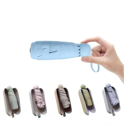 BAODINI Mini Travel Umbrella with UV Sun Protection, Compact Pocket-Size | 8.6 oz Lightweight, Small Portable for Sun & Rain, Fit Purse & Backpack, Travel essentials for Disney & European Trip - Image 1