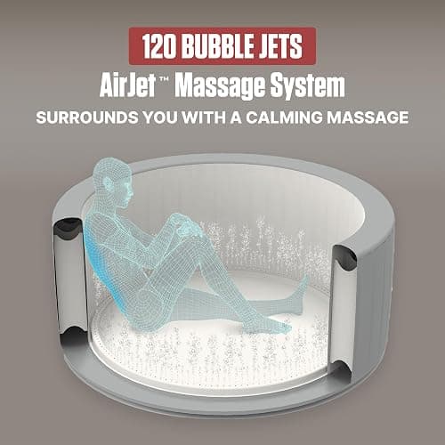 Coleman Miami 2 to 4 Person Inflatable Hot Tub, Round Energy-Efficient Portable Outdoor Spa with 120 AirJets, 71" x 26" thumbnail 7