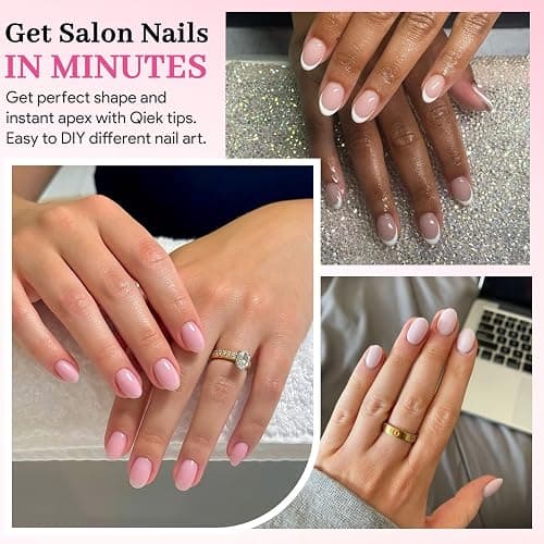 Qiek Extra Short Almond Fake Nail Tips, 15 Sizes 240 PCS Clear Half Matte Press On False Nail Tips Pre-shaped Full Cover Gel Nail Acrylic Soft Tip Extensions Thick Long Lasting for Home DIY Nail Salon thumbnail 2