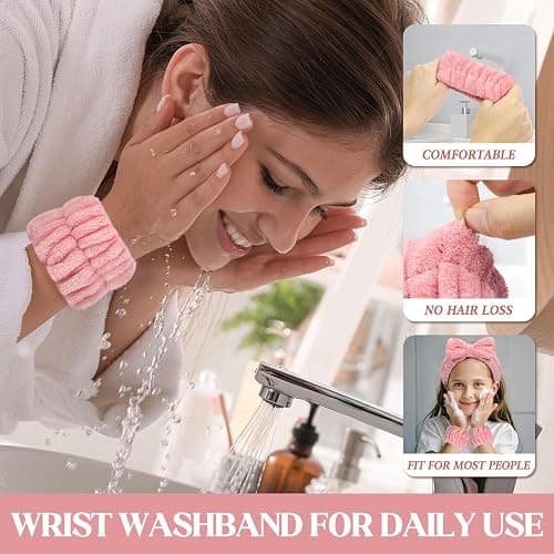 Crosize 8 Pcs Microfiber Wrist Bands for Washing Face, Women's Absorbent Face Washing Wristbands, Prevent Water from Spilling Down Your Arms thumbnail 5