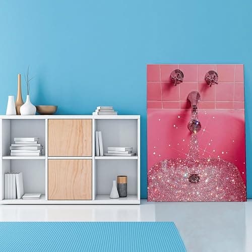 Pink Bathroom Ambiance Canvas Print - Bathtub Aesthetic Wall Art Poster for Bedroom and Living Room Decor 12x16inch(30x thumbnail 2