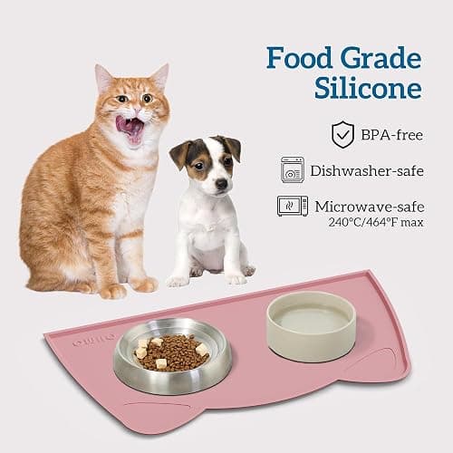OHMO Cat Food Mat, Silicone Waterproof Dog Food Mat, Non-Skid Spill Proof Pet Feeding Mat for Food and Water, Easy to Clean Dog Placemat thumbnail 3