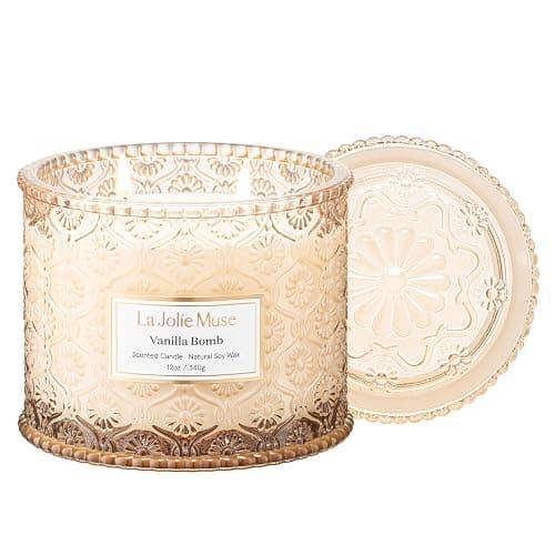 LA JOLIE MUSE Vanilla Bomb Candle | Lemon Zest, Fressia & Patchouli | 12 oz Large 2-Wick Soy Wax Candle | 60 Hours Clean Burn | Gift-Ready for Hosts | Elegant Home Décor - Image 1