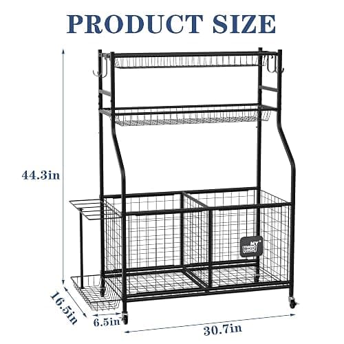 Mythinglogic Sports Equipment Garage Organizer,Garage Ball Storage for Sports Gear and Toys, Rolling Ball Cart with Wheels for Indoor/Outdoor Use thumbnail 5