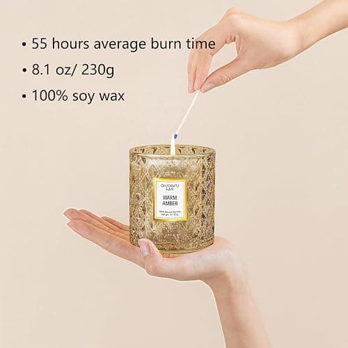Chloefu LAN Amber Candles, Luxury Candle for Home Scented, Long Burning Time, Holiday Gifts, All Natural Soy Wax Decorative Candles, Scented Candle Gifts for Men&Women, 8.1oz thumbnail 2