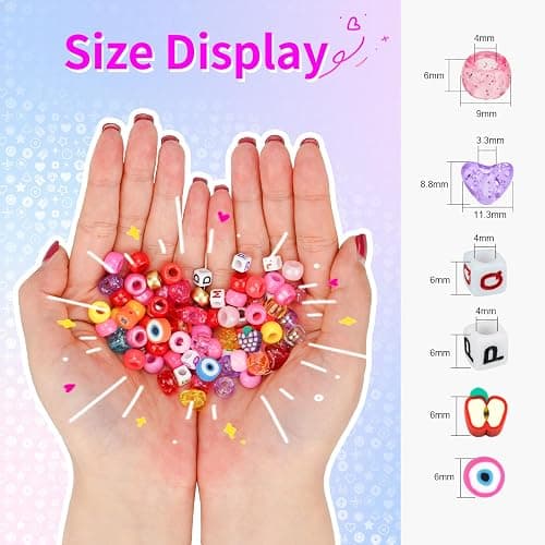 2400pcs Pony Beads 72 Colors 9mm Friendship Bracelets Making Kit, Rainbow Kandi Beads Bulk Letter Beads for Name Bracelets Jewelry Making Crafts with Elastic String thumbnail 2