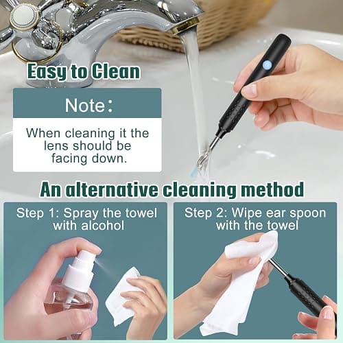 LMECHN Ear Wax Removal, Ear Cleaner with 7 Pcs Ear Set, Ear Wax Removal Tool Camera with 1080P Ear Otoscope & 6 LED Lights, Wireless Ear Pick for Ear Cleaning with 6 Ear Spoons Black thumbnail 8