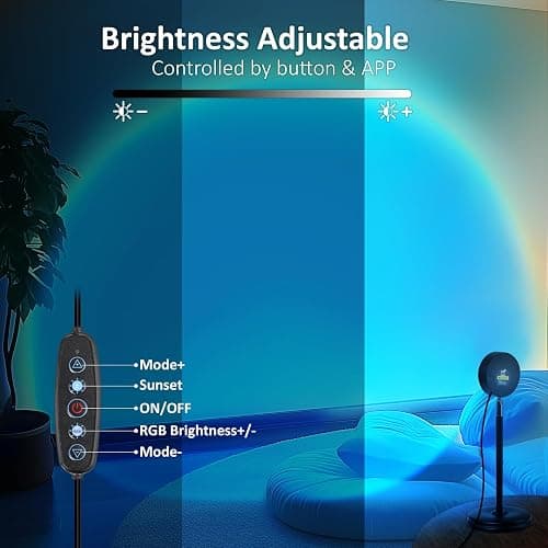 Kangtaixin Sunset Lamp - Lampada da Tramonto RGB – Controllo App, Connettore USB, Proiettore LED Girevole a 180°, Luce D'atmosfera Romantica, Adatta per Fotografia, Selfie, Decorazione del Soggiorno thumbnail 4