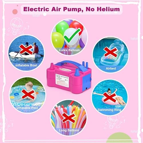 IDAODAN Electric Balloon Pump, Portable Electric Balloon Blower Machine Balloon Air Pump Dual Nozzle Rose Red 110V 600W Balloon Inflator for Party Decorations thumbnail 6