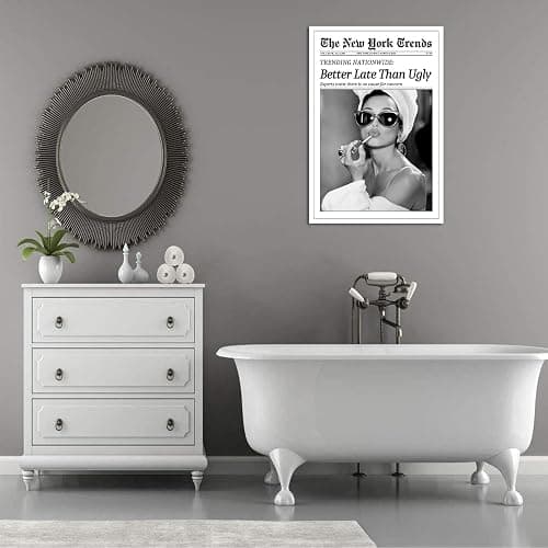 Beshdomp Vintage Better Late Than Ugly Newspaper Posters Black And White Canvas Wall Art Magazine Headline Preppy Prints Painting For Bathroom Home Bedroom Dorm Wall Decor 8x10in Unframed thumbnail 7