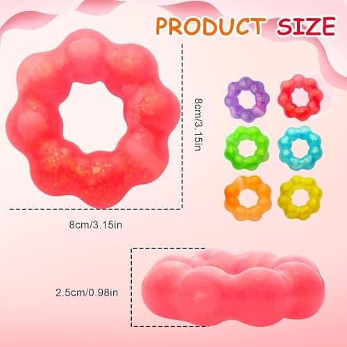 4-Pack Squishy Toys, Wearable Bracelet Stress Balls Fidget Toys, Soft Donut Stress Relief Sensory Toy for Kids Adults, Squeeze Balls Stress Toys for Party Favors Goodie Bags Stuffers thumbnail 3