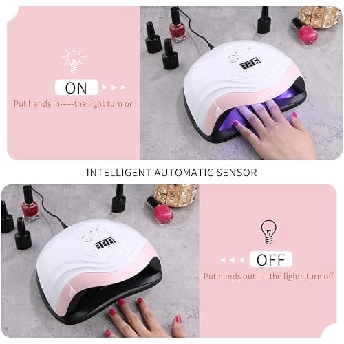 Aokyom 168W Lámpara Secadora UV Uñas, Gel Curado Máquina 36LED y Pantalla LED, con 4 Temporizador de 10s,30s,60s 99s Para Manicura Pedicura Nail Art Hogar, Salón thumbnail 5