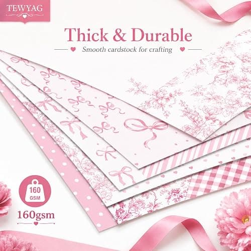 Pink Scrapbook Paper Double Sided 12x12 Coquette Bows Floral 24 Sheets thumbnail 6