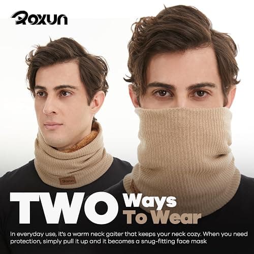 AMED   ROXUN Winter Neck Gaiter, Neck Warmer Cover Ski Gaiters for Men/Women Fleece Thick Elegant Stylish thumbnail 7