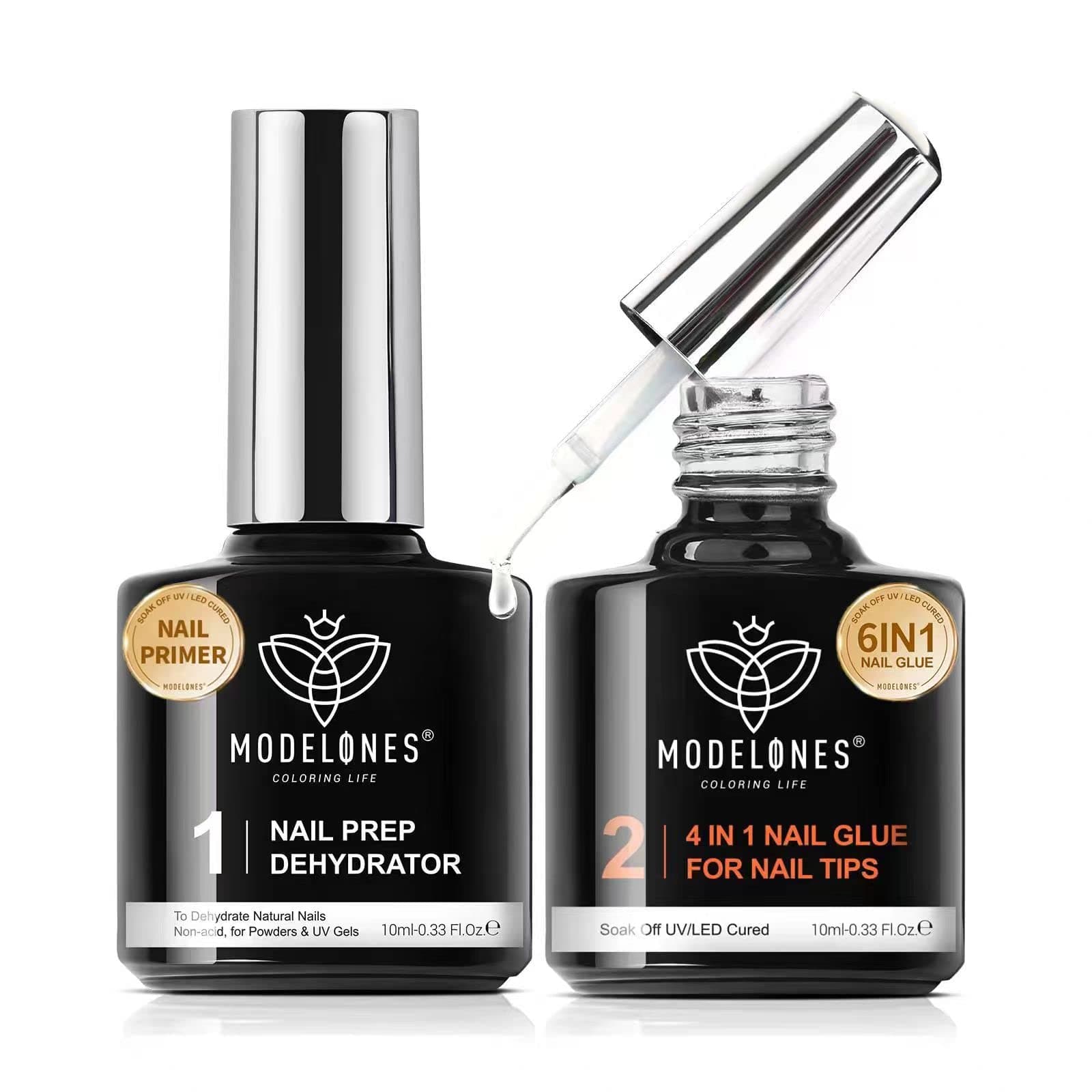 Modelones 6-in-1 nepnagellijm met nagelprimer, gemakkelijke verlengingsgel voor nepnagellijm - Image 1