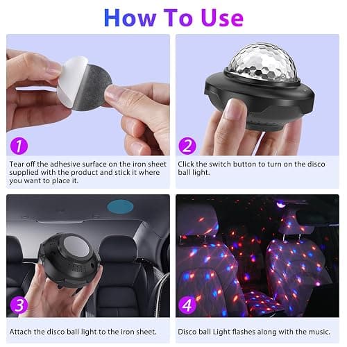 Rechargeable Disco Ball, Battery Powered Party Lights, Strobe Lights with Auto Sound Activated DJ Lighting for Indoors, Party, Wedding, Events, Karaoke, Dance, Bars, Home, Room (1pc) thumbnail 6