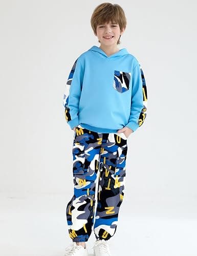 mksodopy Boys Clothes Boy Outfits 2-Piece Long Sleeve Hoodie and Camouflage Pants Boys Clothing for 6-16 Years thumbnail 5