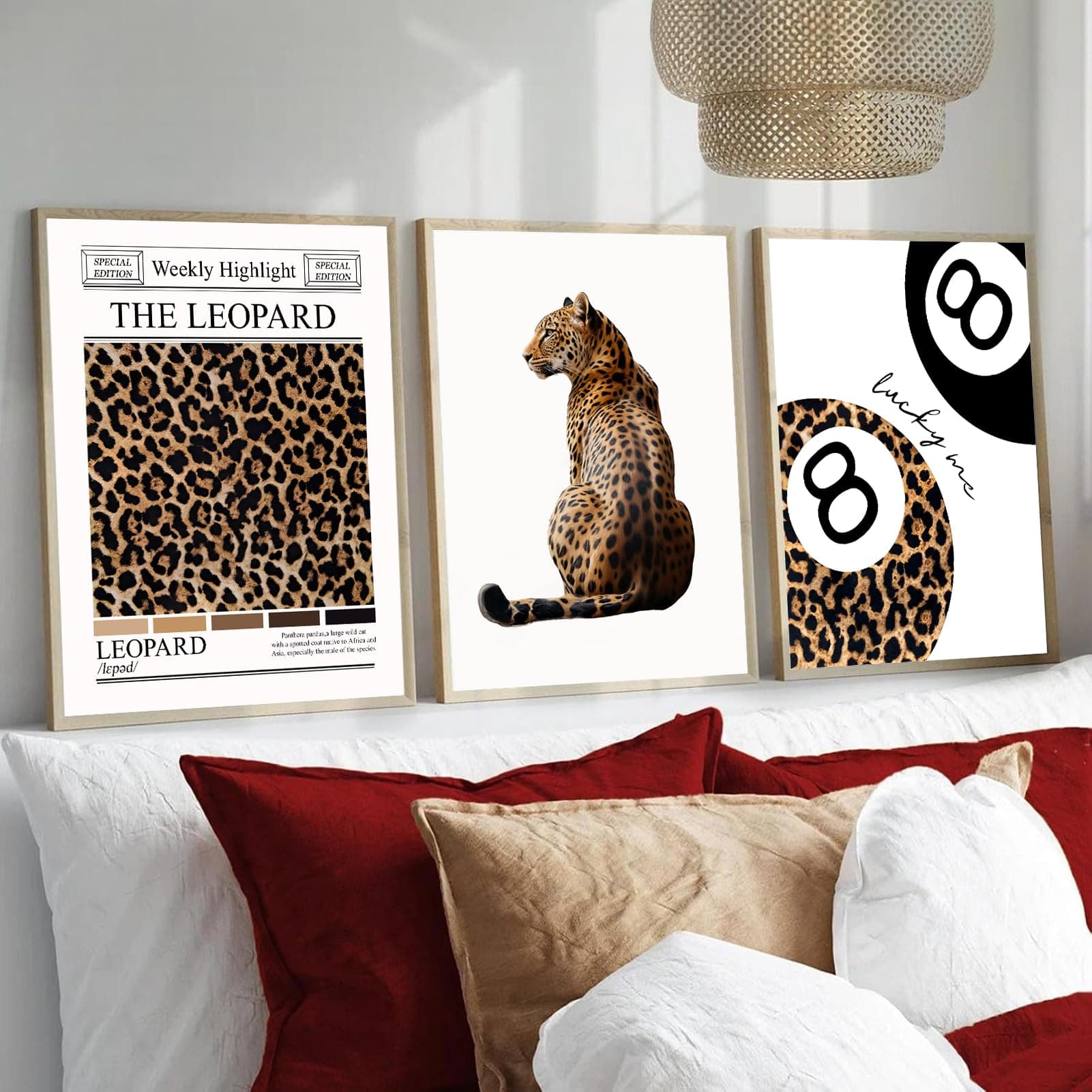Leopard Canvas Posters 12x16 Inch 8 Balls Print Aesthetic Wall Decor for Girls Room Apartment Dorm 3 Pack thumbnail 5