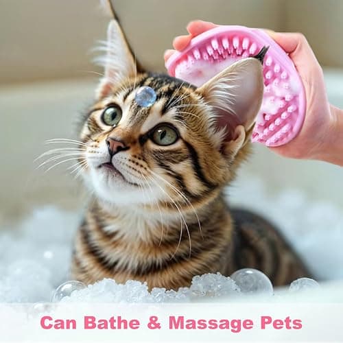 Kemodia 2 PCS Pink Pet Washing Gloves with Dog Bath Scrubber | Pink Pet Bath Set, Soft Silicone Gloves and Scrubber, Removes Dirt, Loose Hair, Dander Gentle Massage for Dogs & Cats thumbnail 5