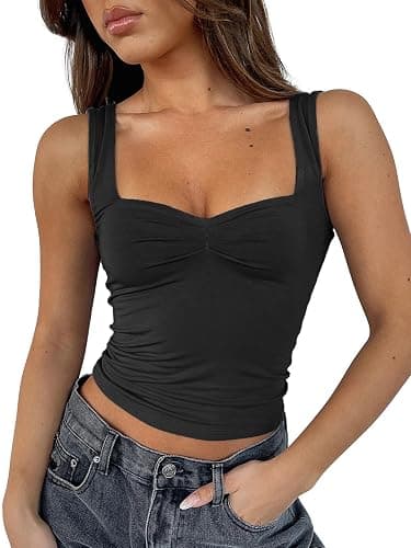 ForeFair Women Sleeveless Sexy Backless Going Out Crop Top Y2K Strappy Ruched Tank Top Summer Tight Slim Fit Cute Tops - Image 1