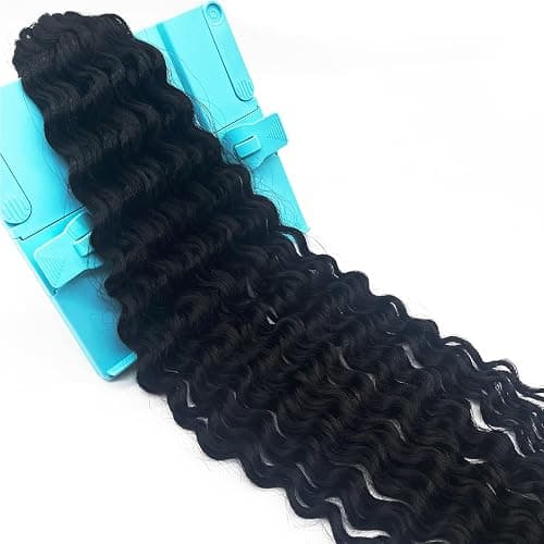 Ai Yuchen 1b Black Deep Curly Braiding Hair for Boho Braids Ocean Deep Wave Crochet Boho Hair for Braiding 24 inch 2 Packs Bohemian Boho Curls Water Wave Wet and Wavy Braids Extensions thumbnail 5