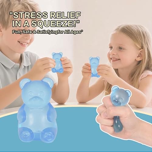 Gummy Bear Squishy Toy for Kids Ages 3+ & Adults, Slow Rising Squeeze Bear, Soft High-Density Handheld Sensory Toy, Cute Party Favor, Classroom Prize & Desk Toy (Blue) thumbnail 3