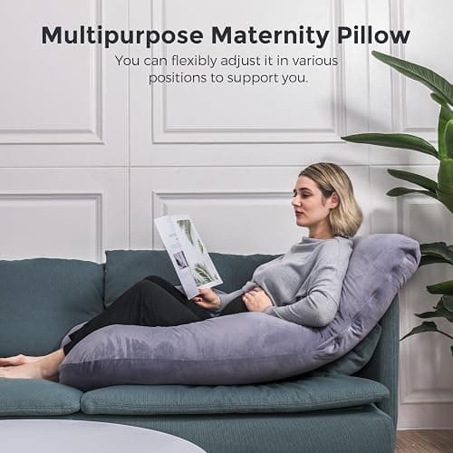 Momcozy Pregnancy Pillows for Sleeping, U Shaped Full Body Maternity Pillow with Removable Cover - Support for Back, Legs, Belly, HIPS for Pregnant Women, 57 Inch Pregnancy Pillow for Women, Grey thumbnail 6