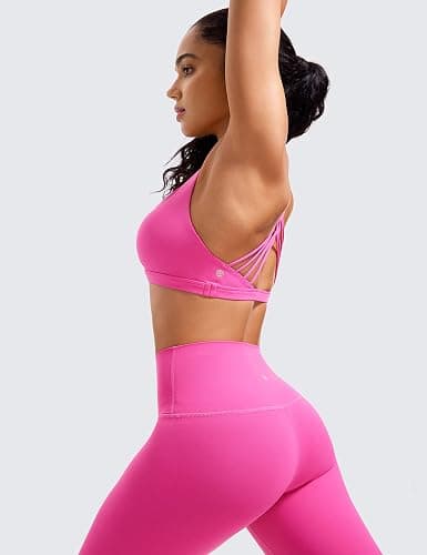 CRZ YOGA Naked Feeling Strappy Sports Bras for Women - Criss Cross Back Wireless Padded Cami Yoga Workout Top thumbnail 4
