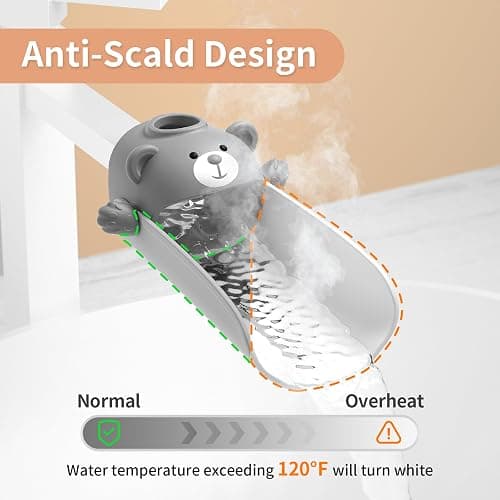 Skyroku Faucet Extender for Toddlers, Sink Extenders with Temperature Sensitive for Kids Hand Washing Sink Faucet Extension,Suitable for Bathroom Sink, Kitchen,Bathtub (Grey) thumbnail 4