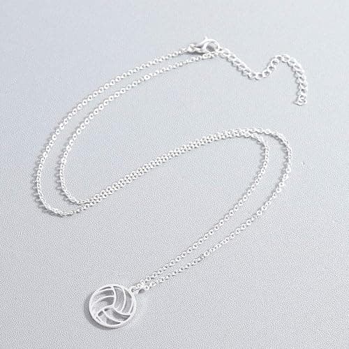HUJUON Stainless Steel Hollow Volleyball Necklace,Cute Geometric Volleyball Sports Pendant Necklace,Football Clavicle Chain Necklace for Women Men thumbnail 8
