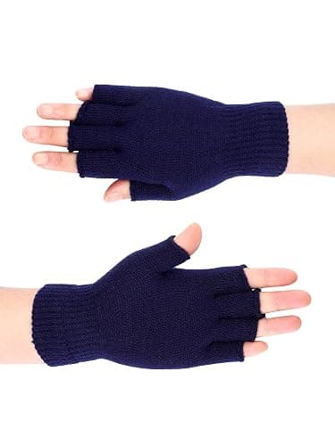 SATINIOR 2 Pair Unisex Winter Half Finger Gloves Knitted Fingerless Mittens Warm Stretchy Gloves in Common Size thumbnail 3