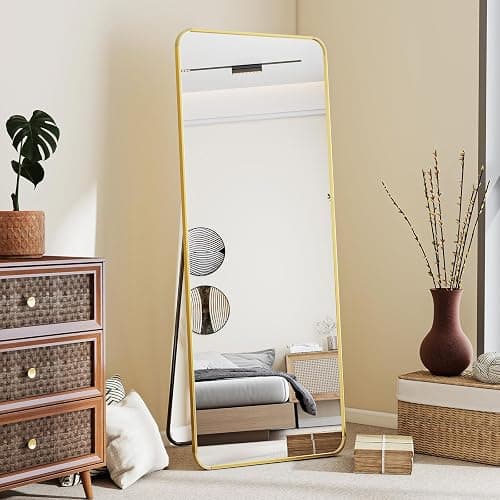 BEAUTYPEAK Gold Full Length Mirror, 56"x21" Rounded Corner Floor Mirror Standing Hanging or Leaning Against Wall, Suitable for Bedroom or Dressing Room thumbnail 3