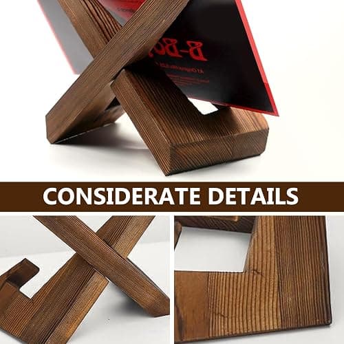 Now Playing Vinyl Record Stand, Solid Wooden Vinyl Record Holder Display Stand, Retro Now Spinning Record Stand for Vinyl Record, Cookbook Holder,Recipe Stand for Kitchen,Photo Album Book (Brown) thumbnail 5