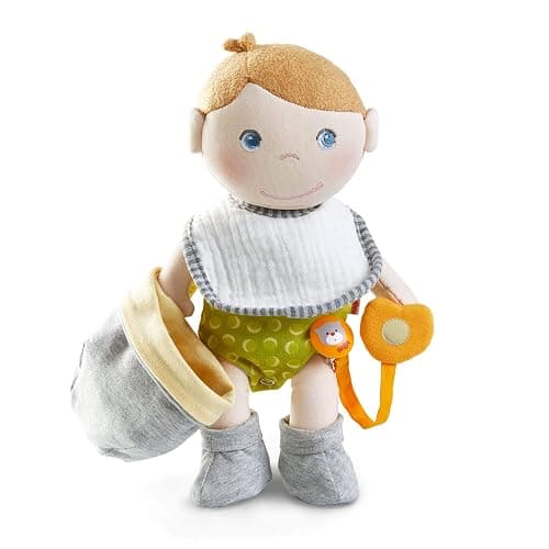 HABA Soft Doll Maxime Baby Doll Accessories Set - Machine Washable Plush Toys for 2 Year Old Girl and Boy - 11 ½“ Gift Set for Early Learning and Role Playing Skills - Image 1